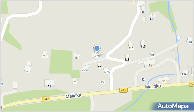 Wisła, Malinka, 77B, mapa Wisła