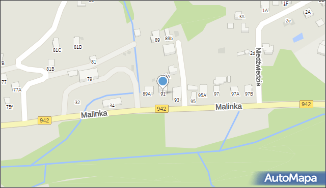 Wisła, Malinka, 91, mapa Wisła