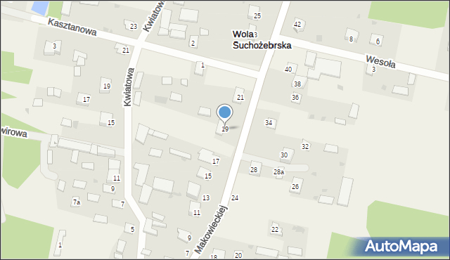 Wola Suchożebrska, Makowieckiej Zofii, 19, mapa Wola Suchożebrska