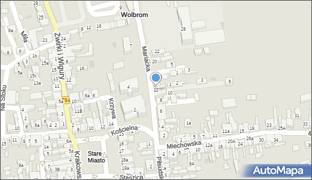 Wolbrom, Mariacka, 12, mapa Wolbrom