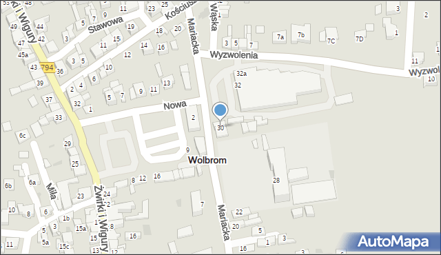 Wolbrom, Mariacka, 30, mapa Wolbrom