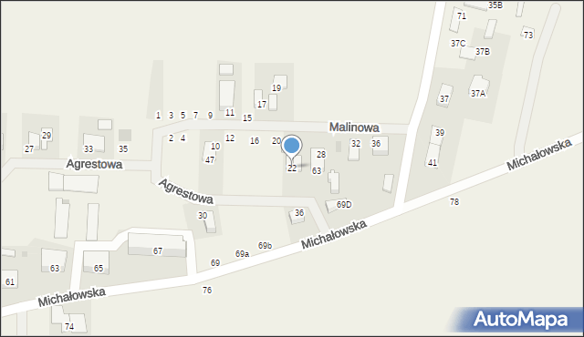 Wolskie, Malinowa, 22, mapa Wolskie