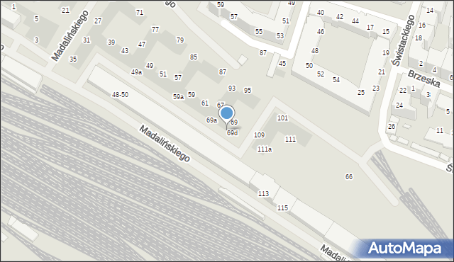 Wrocław, Madalińskiego Antoniego Józefa, gen., 69c, mapa Wrocławia