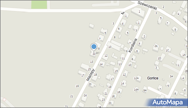 Wrocław, Mazepy, 11, mapa Wrocławia