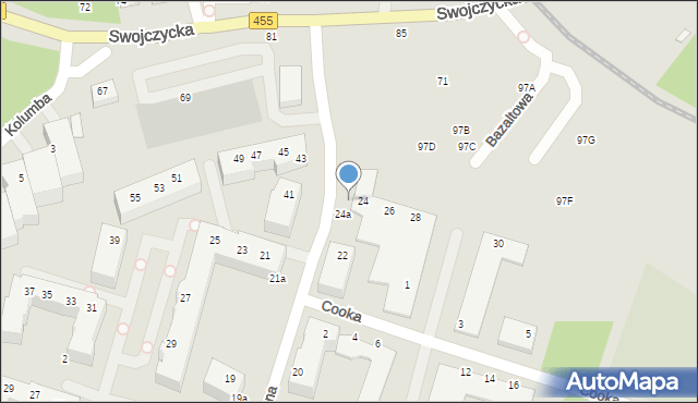 Wrocław, Magellana Ferdynanda, 24c, mapa Wrocławia