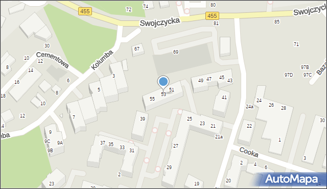 Wrocław, Magellana Ferdynanda, 53, mapa Wrocławia