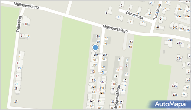 Wrocław, Malinowskiego Ernesta, 40a, mapa Wrocławia