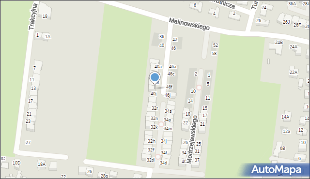 Wrocław, Malinowskiego Ernesta, 40h, mapa Wrocławia