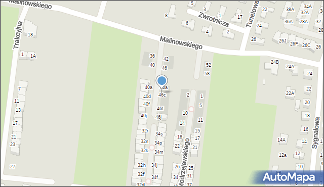 Wrocław, Malinowskiego Ernesta, 46b, mapa Wrocławia