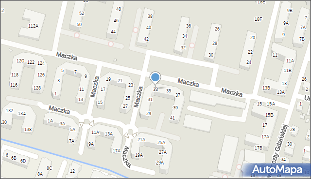 Wrocław, Maczka Stanisława, gen., 33, mapa Wrocławia