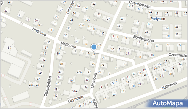 Wrocław, Malinowa, 9, mapa Wrocławia