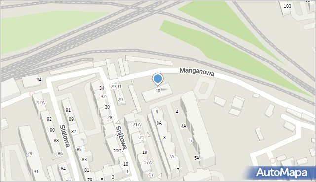 Wrocław, Manganowa, 10, mapa Wrocławia