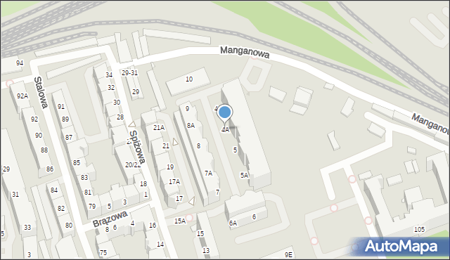 Wrocław, Manganowa, 4A, mapa Wrocławia