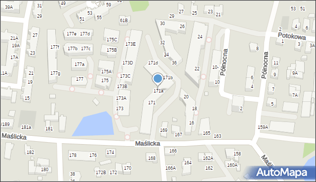 Wrocław, Maślicka, 171a, mapa Wrocławia