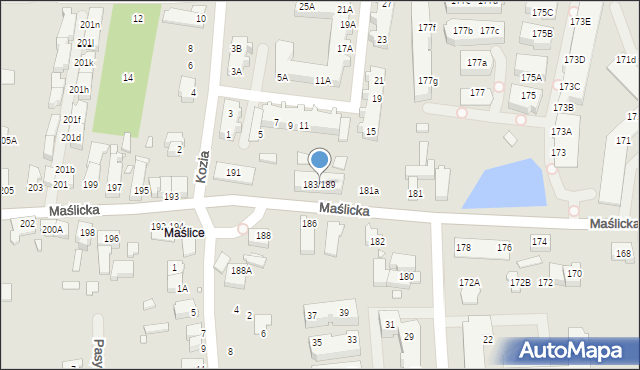 Wrocław, Maślicka, 183/189, mapa Wrocławia