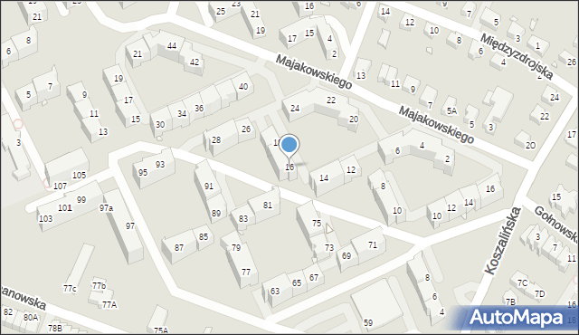 Wrocław, Majakowskiego Włodzimierza, 16, mapa Wrocławia