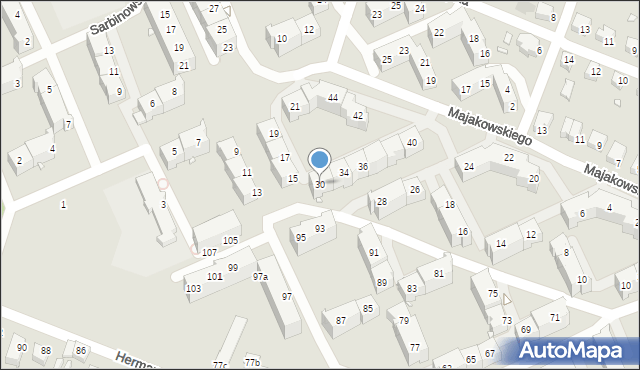 Wrocław, Majakowskiego Włodzimierza, 30, mapa Wrocławia