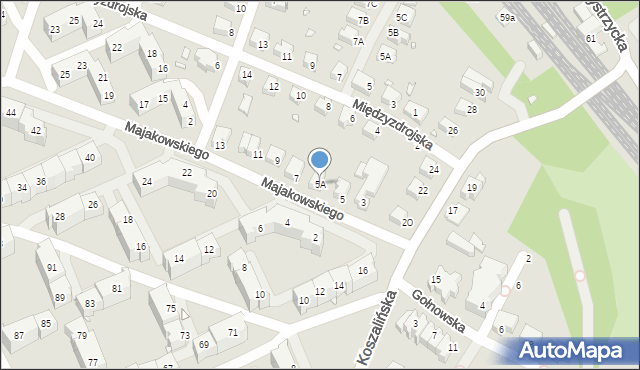 Wrocław, Majakowskiego Włodzimierza, 5A, mapa Wrocławia