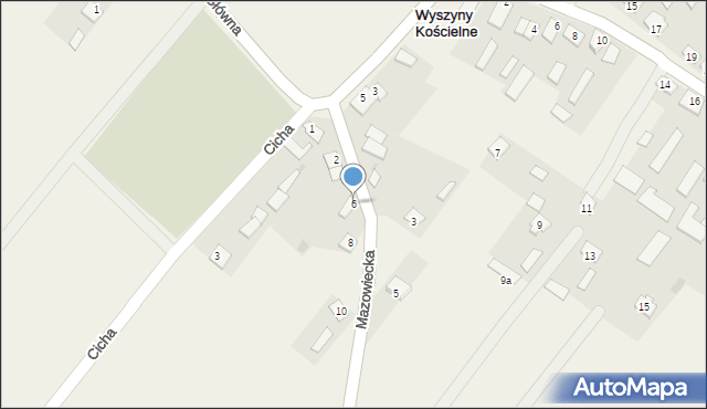 Wyszyny Kościelne, Mazowiecka, 6, mapa Wyszyny Kościelne