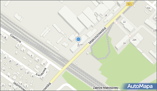 Zabrze, Makoszowska, 21, mapa Zabrza