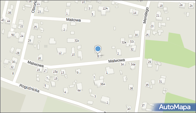 Zabrze, Malwowa, 6, mapa Zabrza