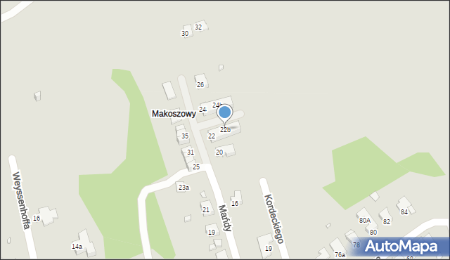 Zabrze, Mańdy Jakuba, ks., 22b, mapa Zabrza