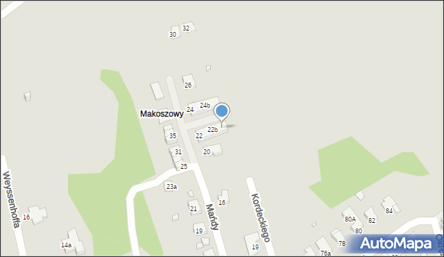 Zabrze, Mańdy Jakuba, ks., 22c, mapa Zabrza