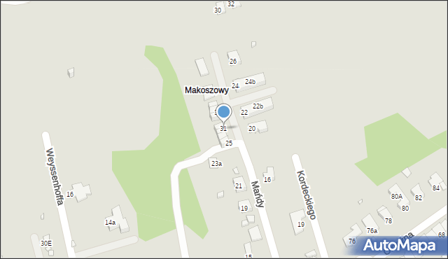 Zabrze, Mańdy Jakuba, ks., 31, mapa Zabrza