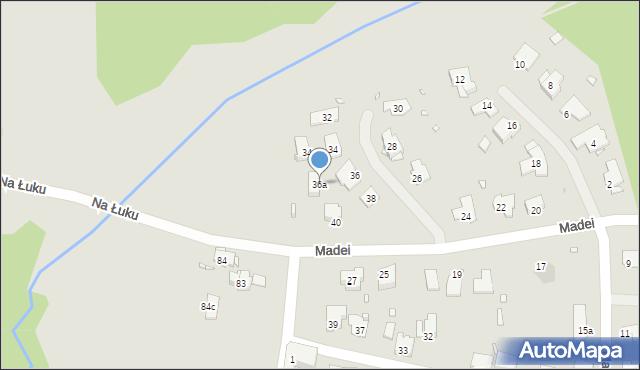 Zabrze, Madei Józefa, ks., 36a, mapa Zabrza