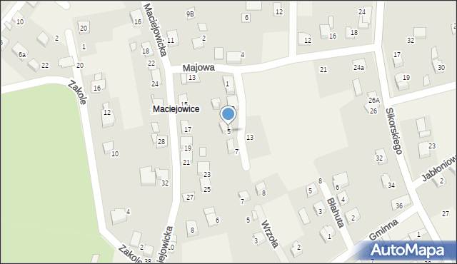 Zabrzeg, Majowa, 5, mapa Zabrzeg