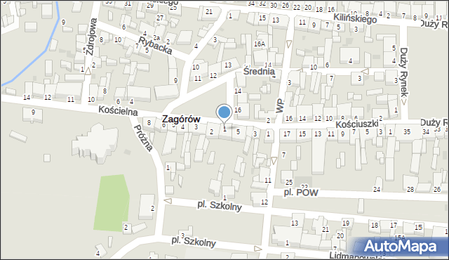 Zagórów, Mały Rynek, 1, mapa Zagórów