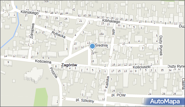 Zagórów, Mały Rynek, 14, mapa Zagórów