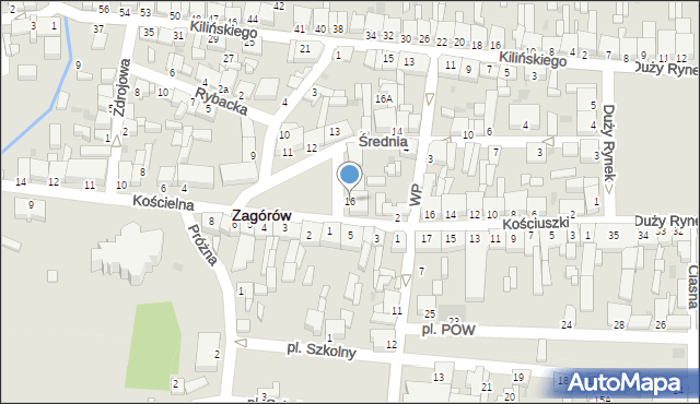 Zagórów, Mały Rynek, 16, mapa Zagórów