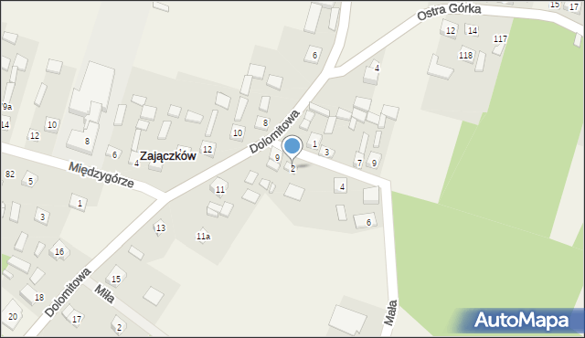 Zajączków, Mała, 2, mapa Zajączków