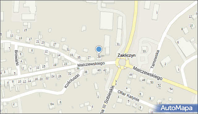 Zakliczyn, Malczewskiego Jacka, 29, mapa Zakliczyn