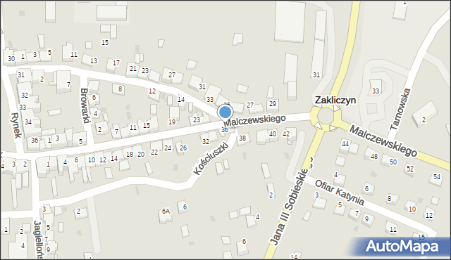 Zakliczyn, Malczewskiego Jacka, 36, mapa Zakliczyn