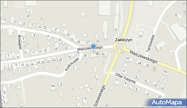 Zakliczyn, Malczewskiego Jacka, 40A, mapa Zakliczyn