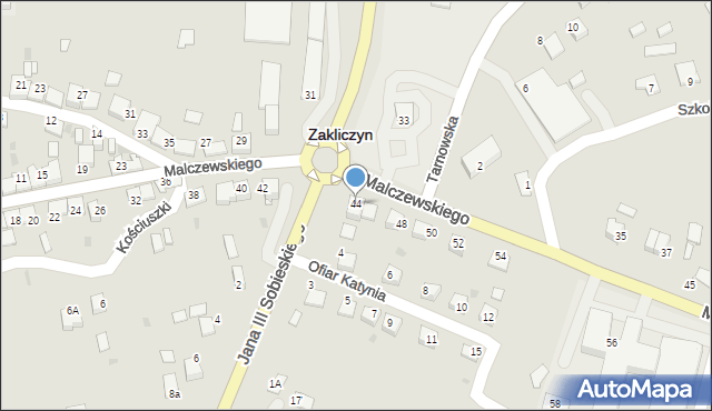 Zakliczyn, Malczewskiego Jacka, 44, mapa Zakliczyn