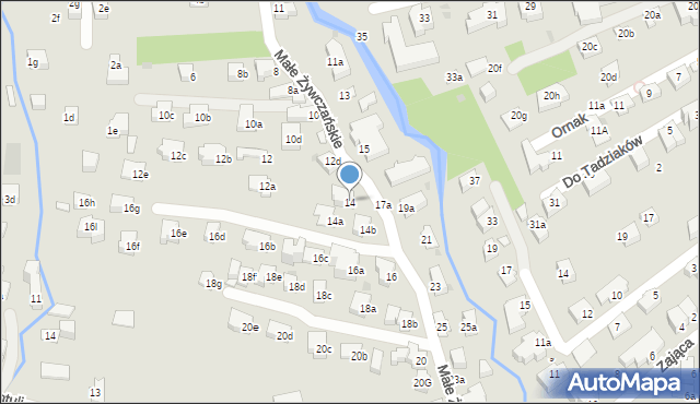 Zakopane, Małe Żywczańskie, 14, mapa Zakopanego