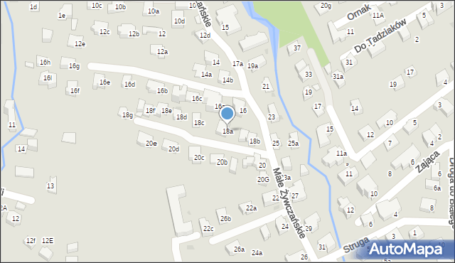 Zakopane, Małe Żywczańskie, 18a, mapa Zakopanego