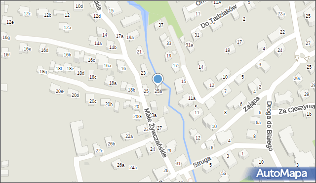 Zakopane, Małe Żywczańskie, 25a, mapa Zakopanego