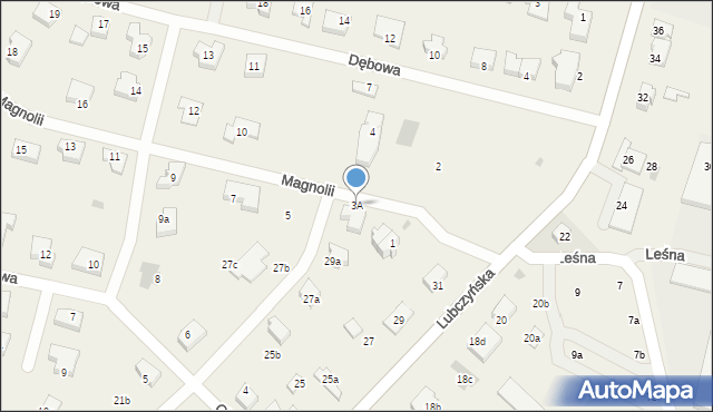 Załom, Magnolii, 3A, mapa Załom