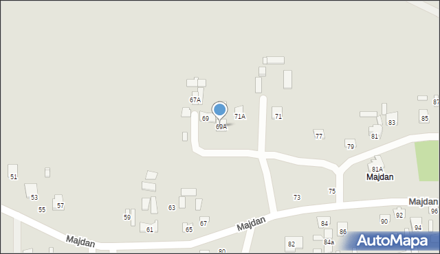 Zamość, Majdan, 69A, mapa Zamościa