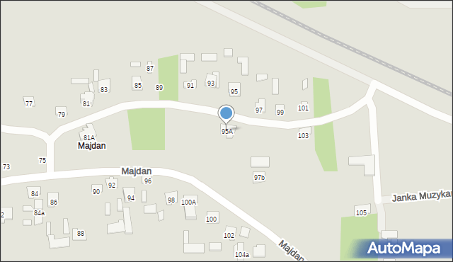 Zamość, Majdan, 95A, mapa Zamościa