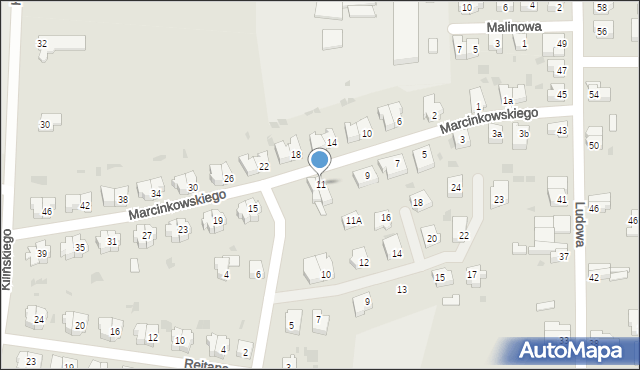 Żary, Marcinkowskiego, 11, mapa Żary