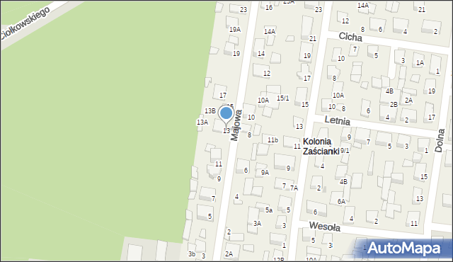 Zaścianki, Majowa, 13, mapa Zaścianki