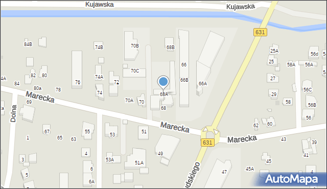 Zielonka, Marecka, 68A, mapa Zielonka