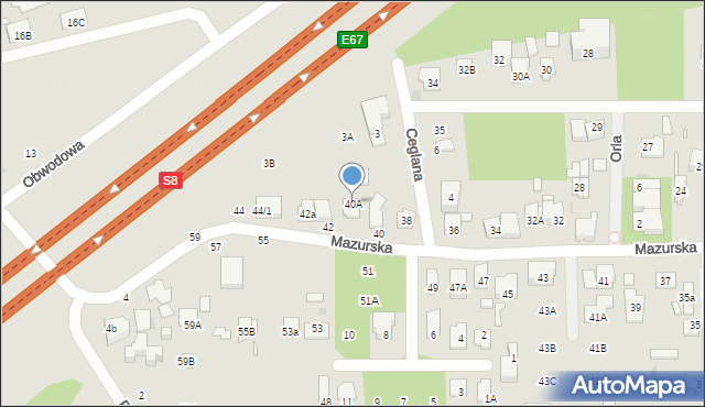 Zielonka, Mazurska, 40A, mapa Zielonka