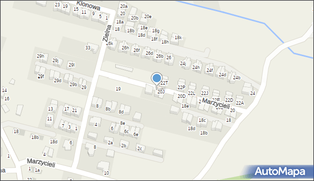 Zielonki, Marzycieli, 20K, mapa Zielonki