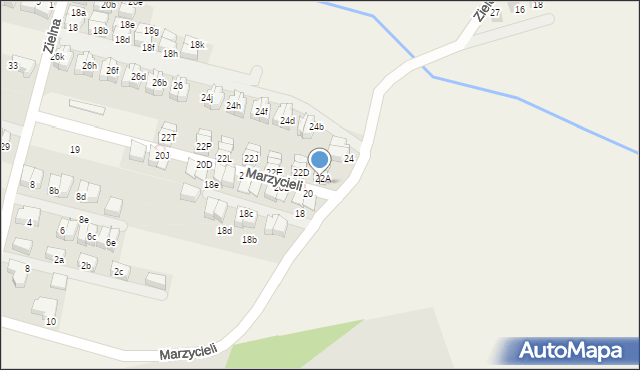 Zielonki, Marzycieli, 22, mapa Zielonki